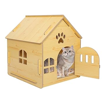 Amazon | PetBus木製の猫の家 飼い猫のハウス リビング置き 四季